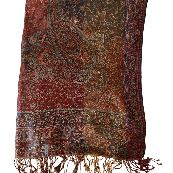 New multi coloured shawl- Silk-Cotton-Wool - Picture 3 of 4